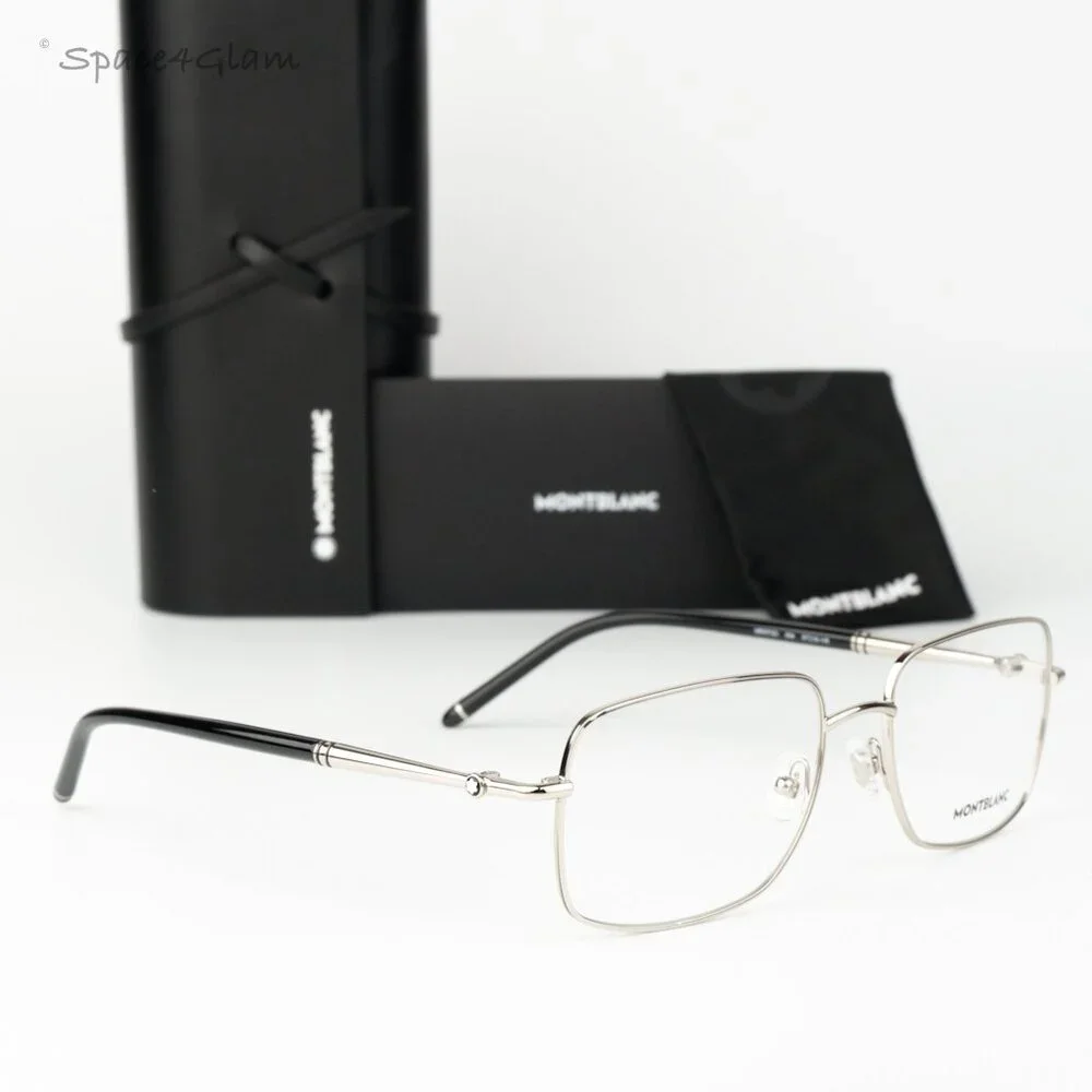 Montblanc Women Eyeglasses Silver Demo Rectangle MB0072O 004 NEW AUTHENTIC